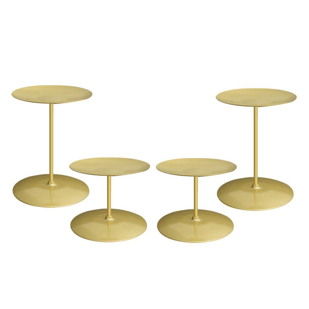 NewNest Australia - Jiyimi Candelabras Gold Candle Holders Set of 4 Round Plate for Tables Fireplace Floor Centerpieces Metal Iron Candlestick 