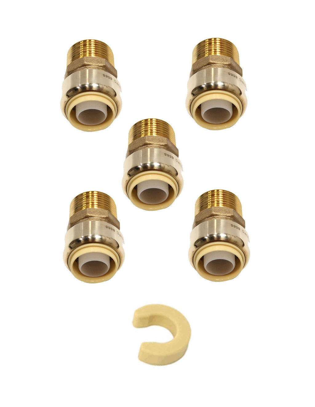 (Pack of 5) EFIELD 3/4 Inch x 3/4 Male Adapter Push to Connect Pex Copper, CPVC, 3/4 Inch, With A Disconnect Tool, Lead Free Brass-5 Pieces - NewNest Australia