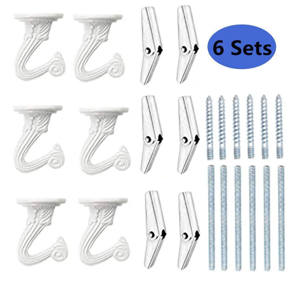 NewNest Australia - 6 Sets White Ceiling Hooks for Hanging Plant, Heavy Duty Swag Toggle Hooks with Hardware 