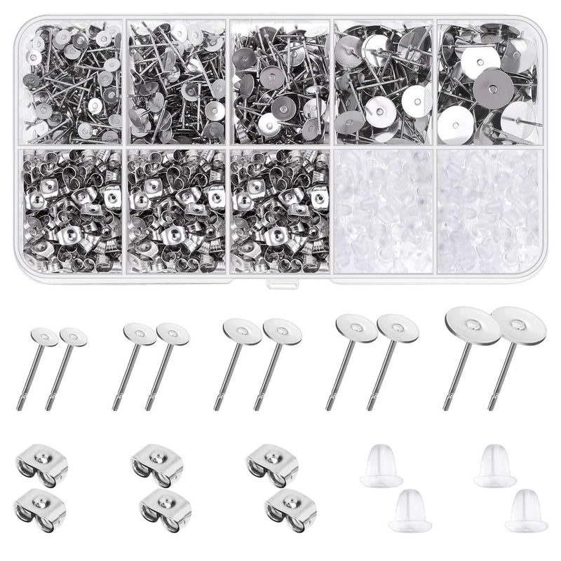 Earring Posts and Backs, Shynek 1800pcs Earring Making Supplies with Stainless Steel Earring Posts and Earring Backs for Studs, Earring Making Kit for DIY Earrings and Jewelry Making - NewNest Australia