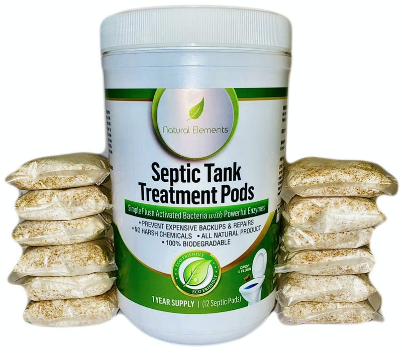 Natural Elements Septic Pods | 1 Year Supply | 12 Pods | Natural Bacteria and Enzymes | Prevent Backups and Maintain Tank Health - NewNest Australia