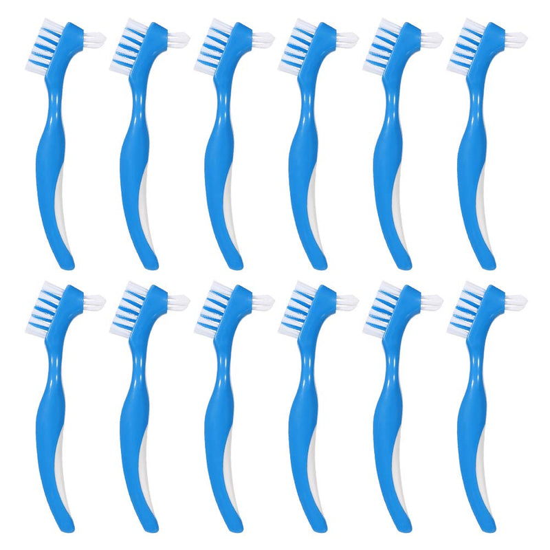 Baring 12 Pack Denture Brush Hard Denture Cleaning Brush False Teeth Brush Toothbrush Multi-Layered Bristles & Portable Denture Double Sided Brush - NewNest Australia