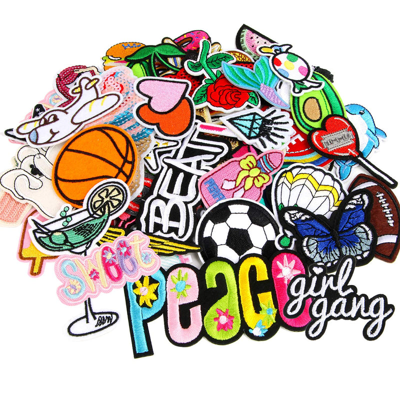 60pcs Random Assorted Styles Outdoors Embroidered Iron on Patches DIY Sew Applique Repair Patch - NewNest Australia