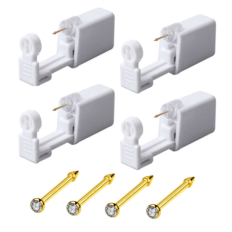 Nose Piercing Kit Gold Color 20G Nose Stud Disposable Self Ear Nose Piercing Kit Safety Painless Body Piercing Kit Tool 1 Pack - NewNest Australia