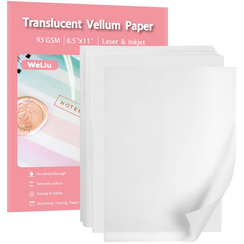 Translucent Vellum Paper 8.5x11 Inches, 50 Sheets Printable Transparent 93GSM/63LBS Vellum Paper for Printing Sketching Tracing Drawing - NewNest Australia