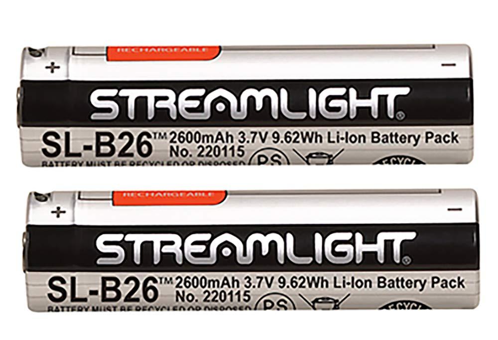 Streamlight 22104 SL-B26 USB Rechargeable Lithium Ion Battery 3.7V 2600mAh for Streamlight X Series Dual Fuel Flashlights, 2-Pack - NewNest Australia