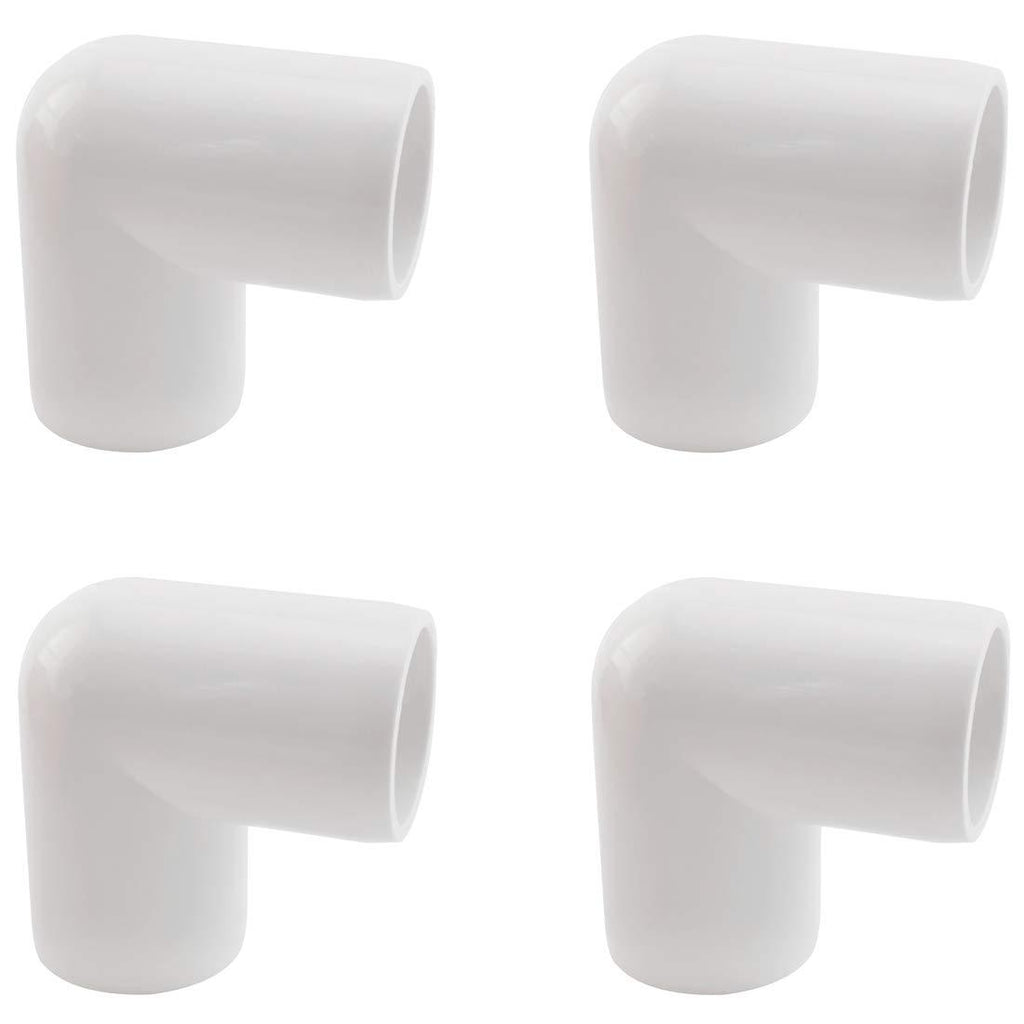 SDTC Tech 4-Pack 1 Inch 90 Degree Right Angle PVC Fitting Elbow Furniture Grade Pipe Connector for DIY PVC Shelf Garden Support Structure Storage Frame, White - NewNest Australia