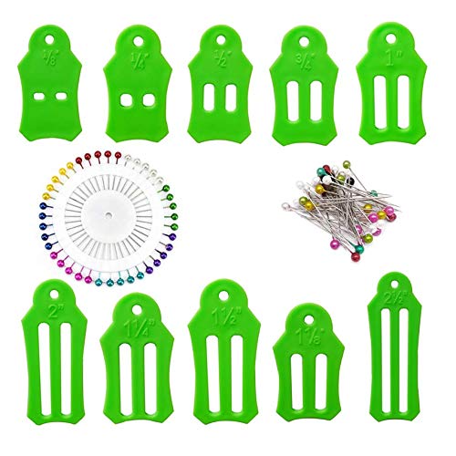 HONEYSEW 10pcs Multi-Sizes Folding Fabric and Biasing Strips Jelly Roll Sasher Tool Set with 40 pcs of Multi-Color Quilting Pins Green - NewNest Australia