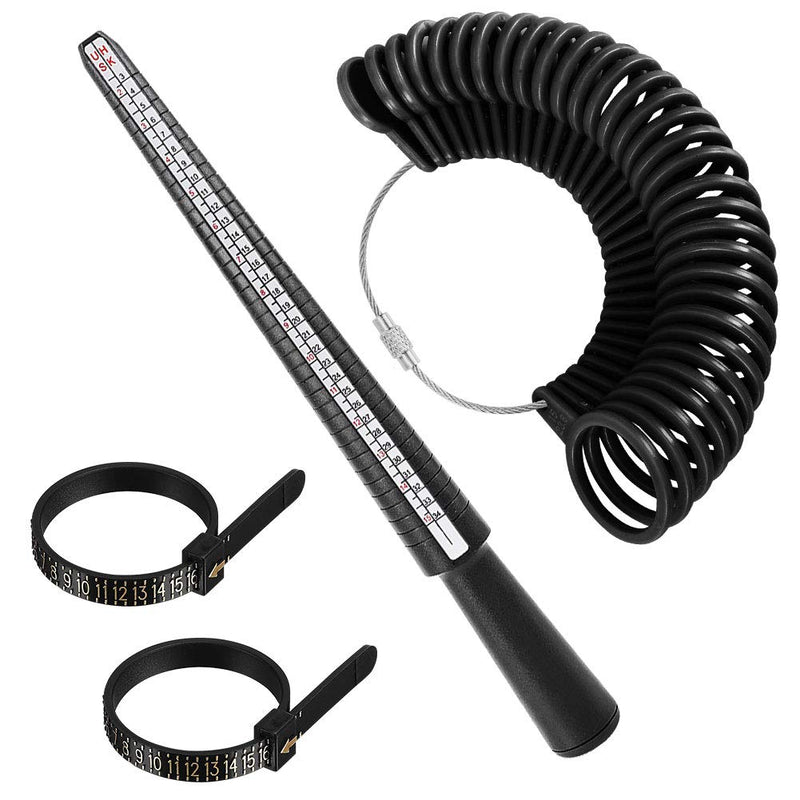 Accmor Ring Size Measuring Tool with Plastic Ring Mandrel & Ring Sizer Guage, Four Size Ring Stick Jewelry Mandrel and Ring Gauge Finger Sizing for Jewelry Making Black Ring Guage - NewNest Australia