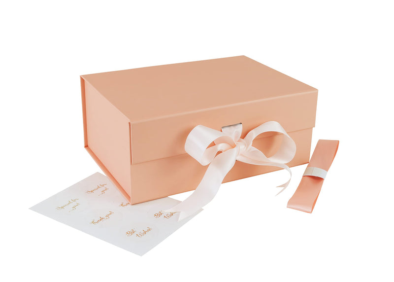 Pink Gift Box with 2 Ribbons for Luxury Packaging-Magnetic Closure- Sturdy-Foldable-Keepsake box (A5 SIZE) Pink - NewNest Australia
