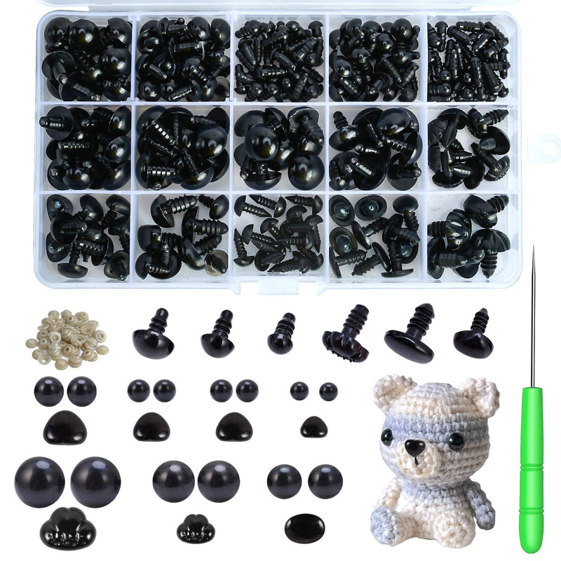 Safety Eyes and Noses, 462Pcs Black Plastic Stuffed Crochet Eyes with Washers for Crafts - NewNest Australia