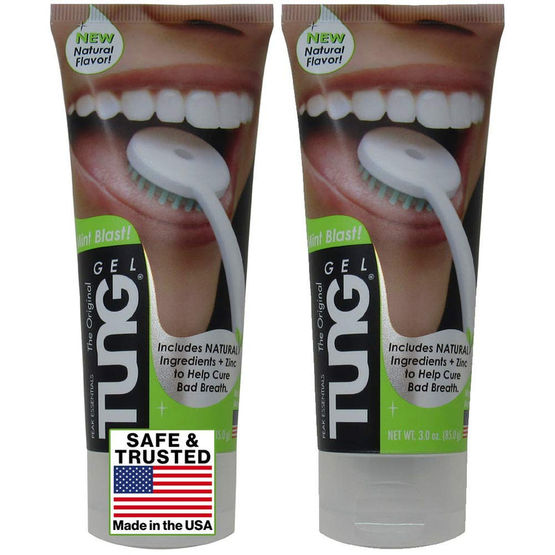 Peak Essentials | Tongue Scraper | Mint Blast - Natural TUNG Gel | Tongue Cleaner | Odor Eliminator | Fight Bad Breath | Fresh Mint | BPA Free | Made in America (2 PACK) 2 PACK - NewNest Australia