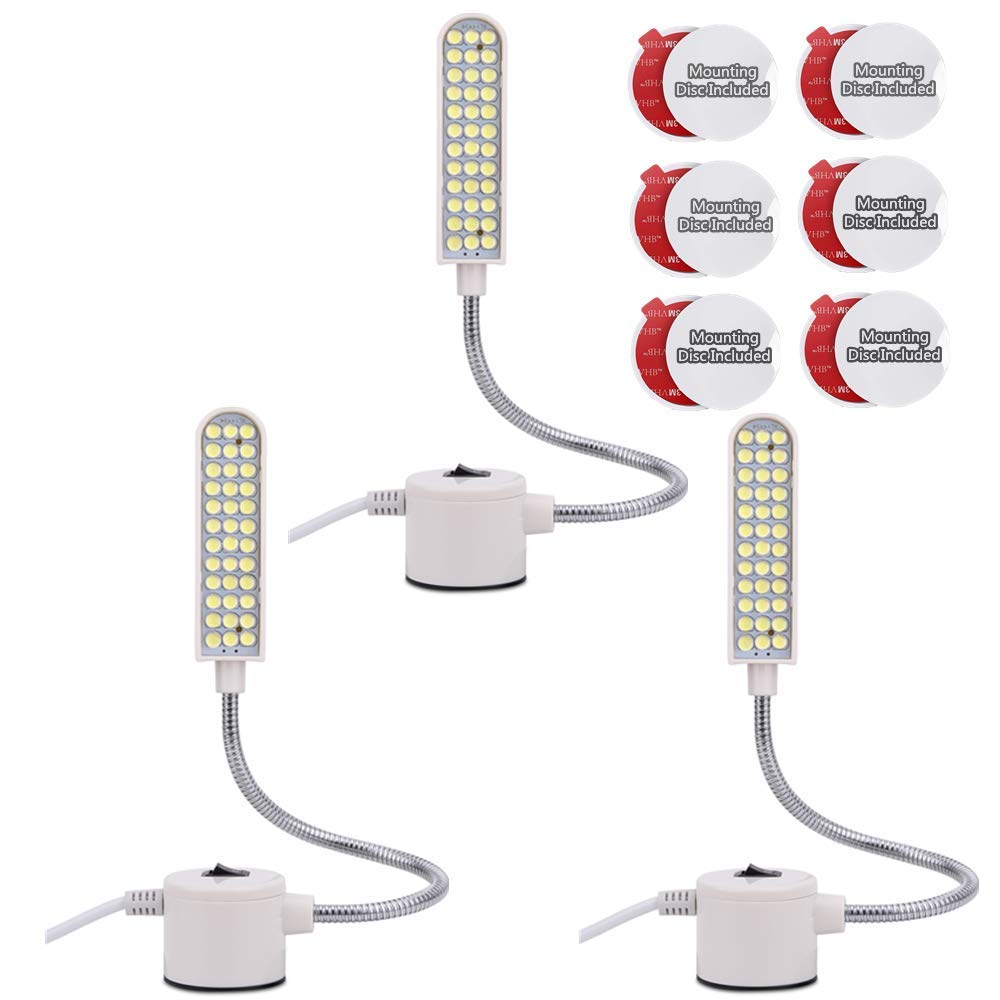 harmiey Sewing Machine Light (36LED) Gooseneck Work Light with Magnetic Mounting Base, White Soft Light for Lathes, Drill Presses, Workbenches (3PACK) 3pack - NewNest Australia