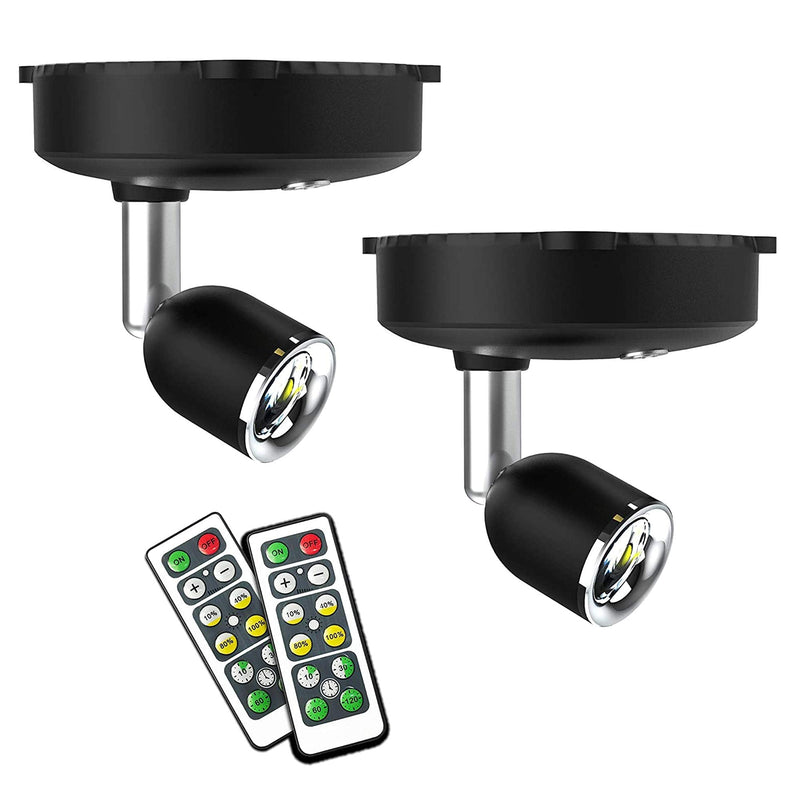 LED Wireless Spotlight, Battery Operated Lights with Remote Control, Dimmable Mini Accent Lighting for Picture Closet Artwork (Black) Black - NewNest Australia