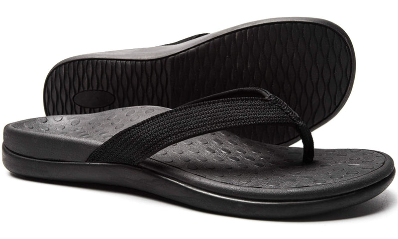 LLSOARSS Plantar Fasciitis Feet Sandal with Arch Support - Best Orthotic flip Flops for Flat Feet，Heel Pain- for Women 6 Black - NewNest Australia