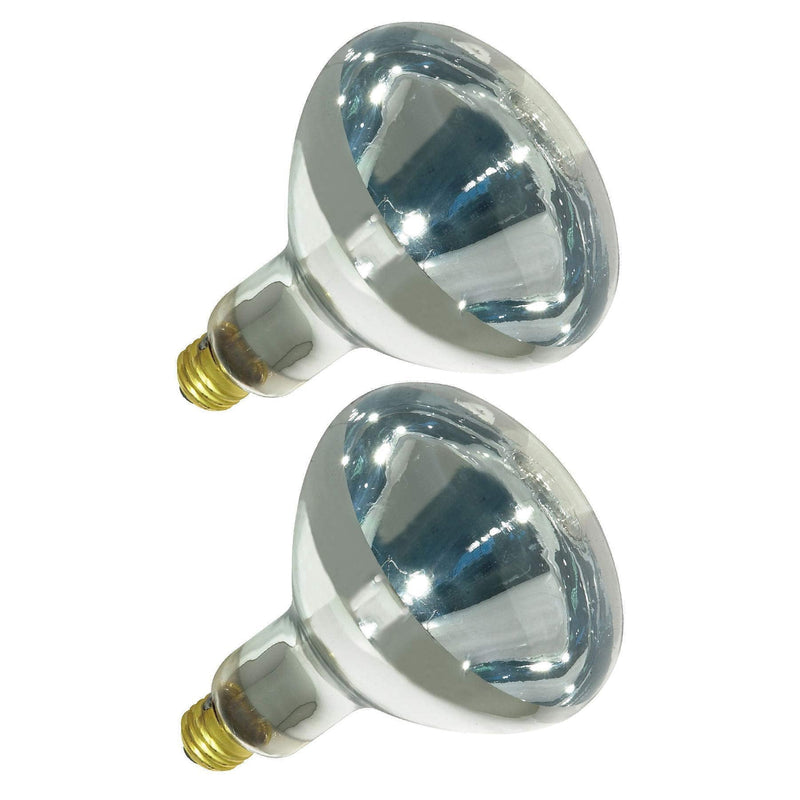 250R40/1 250-Watt, Incandescent R40 Reflector, Clear Head Lamp, Heat Flood Lamp Light Bulb, E26 Standard Medium Screw Base, 120V, 6,000 Hour Rated (Pack of 2-Clear-Heat Lamps) - NewNest Australia