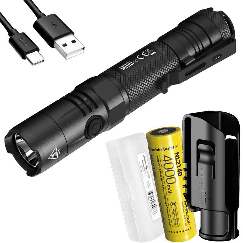 Nitecore MH10 v2 1200 Lumen USB-C Rechargeable EDC Flashlight with Battery, Hard Holster and LumenTac Battery Case - NewNest Australia