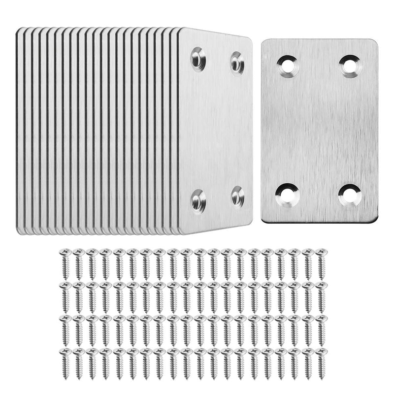 TOPPROS Pack of 20 Flat Metal Straight Brace Bracket 0.06inch Thickness Metal Flat Straight Mending Plates Fixing Corner Brace,2.4inch x 1.5 inch - NewNest Australia