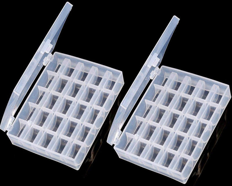 Bobbin Box，Machine Bobbin Organizer Plastic Case，Transparent 25 Slots Empty Bobbins Spools Box，Sewing Craft Plastic Case Storage Box for Sewing Machine (2Pack) 2Pack-50Slots - NewNest Australia