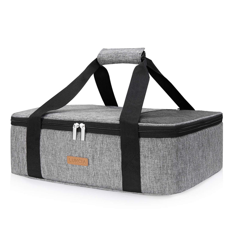 NewNest Australia - LUNCIA Insulated Casserole Carrier for Hot or Cold Food, Lasagna Lugger Tote for Potluck Parties/Picnic/Cookouts, Fits 9"x13" Baking Dish, Grey Gray 