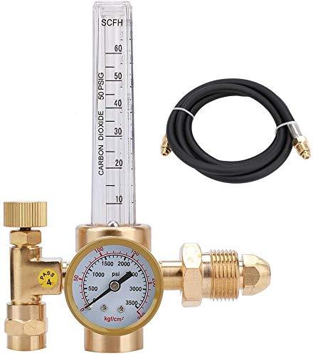 Argon CO2 Helium Flowmeter Regulator with 80 Inches Gas Hose TIG Welder for TIG MIG Welder 10 to 60 CFH - 0 to 3500 psi Pressure Gauge CGA-580 Inlet - Full Copper Flow Meter - NewNest Australia