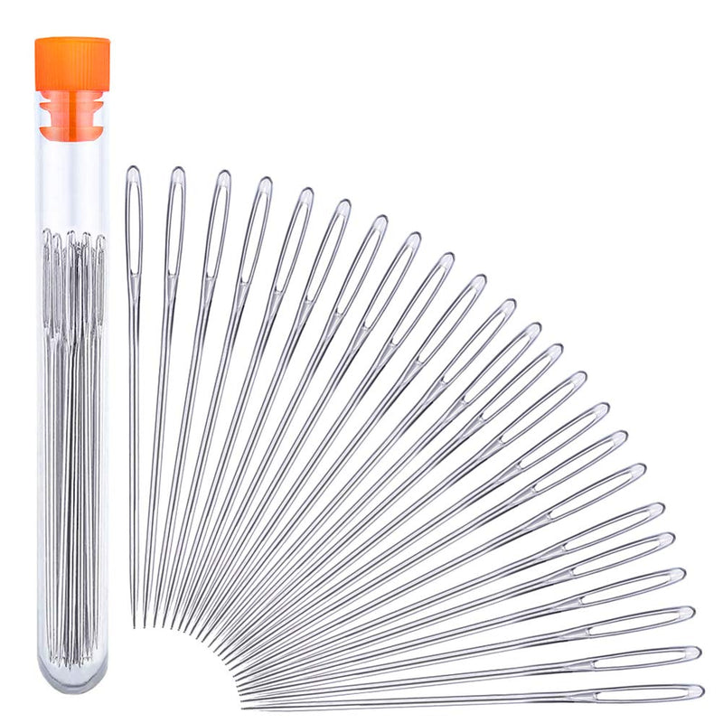 23 PCS Large Eye Sewing Needles, 2.36in Sewing Sharp Needles, Leather Needle Embroidery Thread Needle, Stainless Steel Yarn Knitting Needles with a 3.3in Plastic Bottle - NewNest Australia