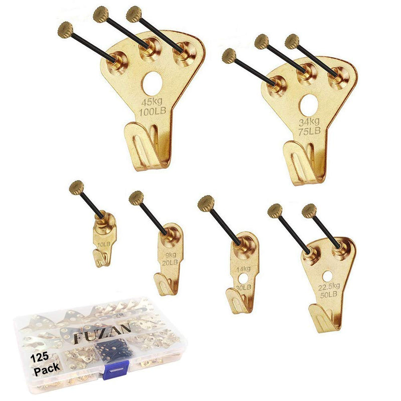 125 pcs Picture Hangers, Heavy Duty Picture Hanging Kit with Nails, Professional Picture Hanging Kit on Wooden/Drywall for Canvas, Office Pictures, Clock, House Decoration, Holds 10-100 lbs - NewNest Australia