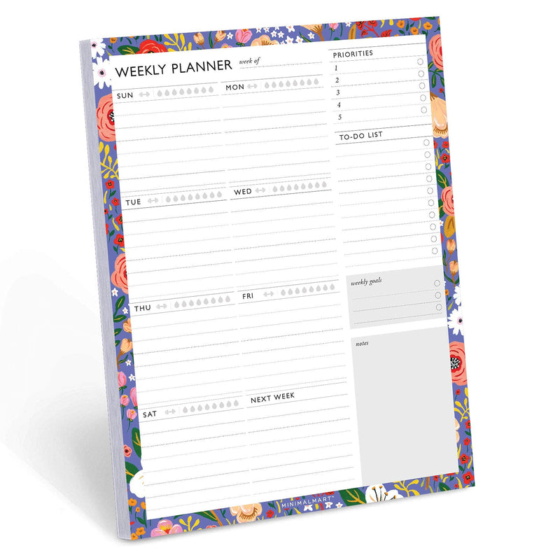Minimalmart Weekly Planner with 52 Undated 8.5 x 11 Tear-Off Sheets, Floral Weekly Vibrant Calendar, Organizer, Scheduler, Productivity Tracker, Priority Task, Weekly Goal, to-do List - NewNest Australia