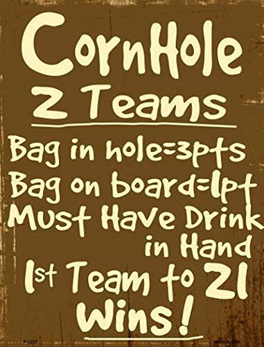 NewNest Australia - Anjoes Cornhole Rules Retro Vintage Metal Tin Sign Wall Plaque - for Cafe Beer Club Wall Home Decor 8x12 