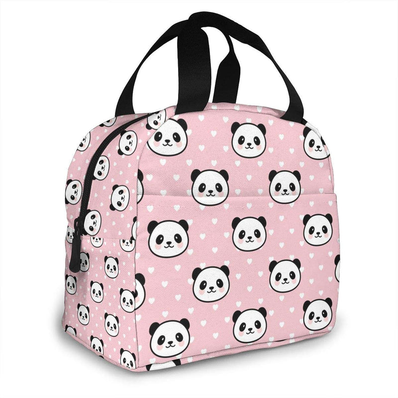 NewNest Australia - Pink Panda Insulated Lunch Bag For Women Men Reusable Lunch Box With Front Pocket Lunch Tote Bag For Travel/Picnic/Work Pink Panda 