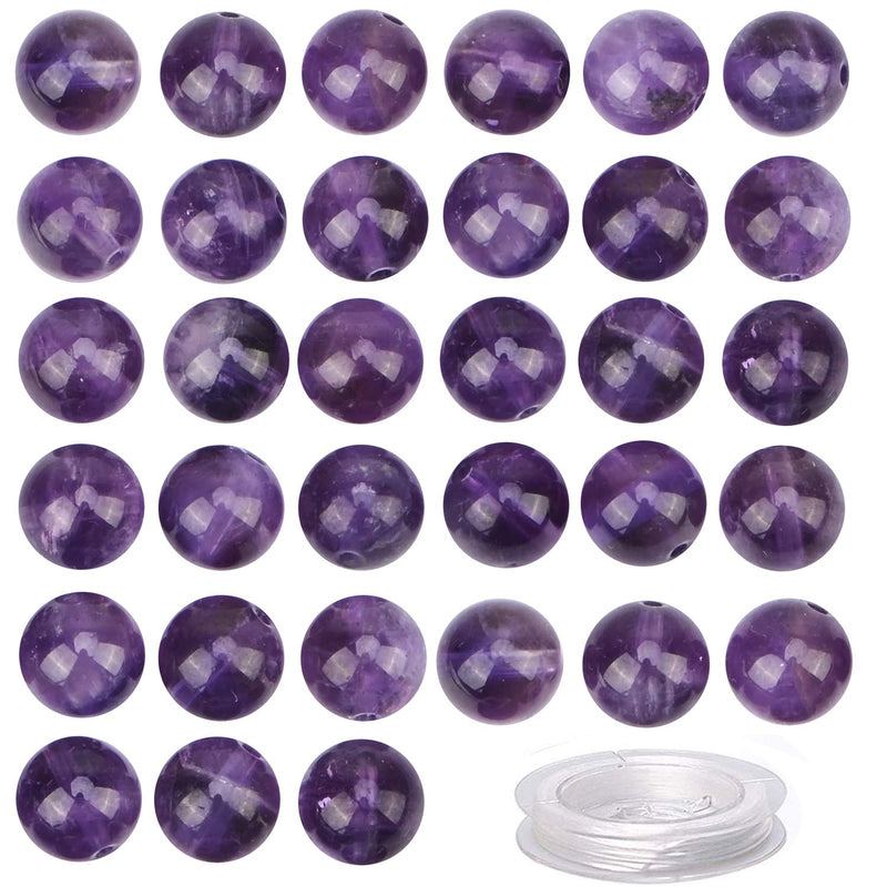 100Pcs Natural Crystal Beads Stone Gemstone Round Loose Energy Healing Beads with Free Crystal Stretch Cord for Jewelry Making (Amethyst, 6MM) Amethyst - NewNest Australia