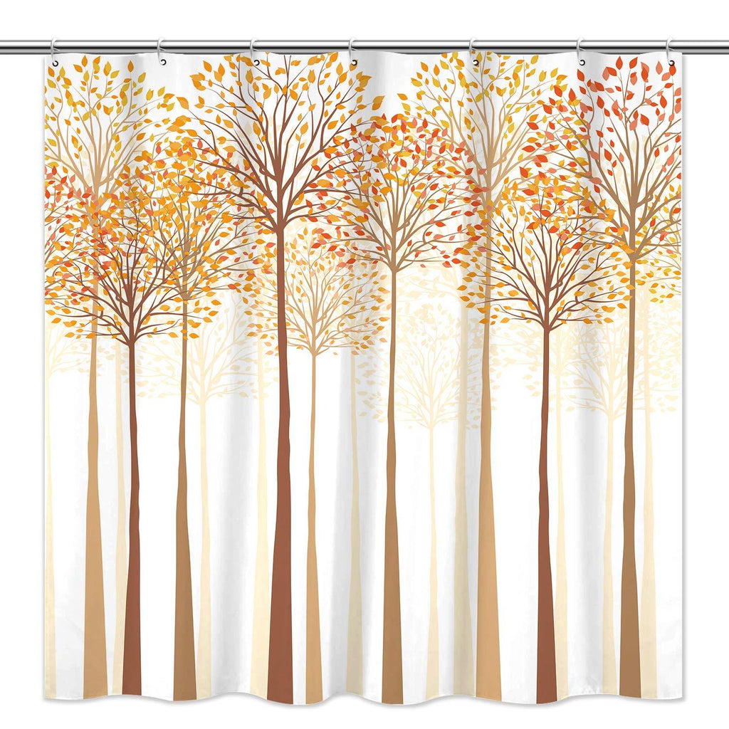 Tititex Abstract Style Shower Curtain, Autumn Trees Branches and Leaves Waterproof Polyester Bathtub Shower Curtain for Bathroom with 12 Hooks, 69"x70"Inches - NewNest Australia