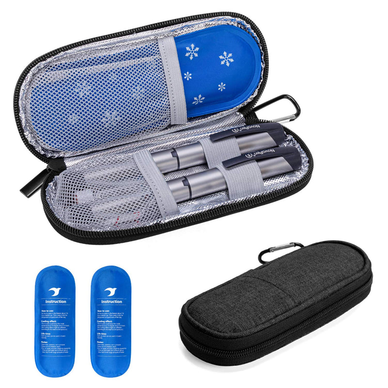 Yarwo Insulin Cooler Travel Case, Diabetic Medication Organizer with 2 Ice Packs for Insulin Pens and Other Diabetic Supplies, Black - NewNest Australia