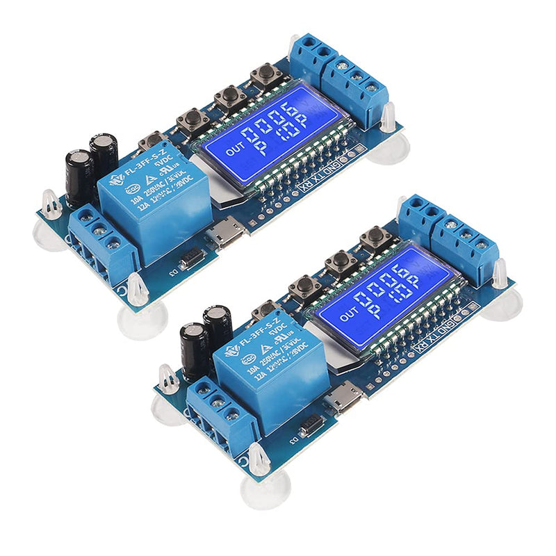 ACEIRMC Time Delay Relay DC 5V 12V 24V Delay Controller Board Delay-Off Cycle Timer 0.01s-9999mins Trigger Delay Switching Relay Module with LCD Display Support Micro USB 5V Power Supply (2pcs) 2pcs - NewNest Australia
