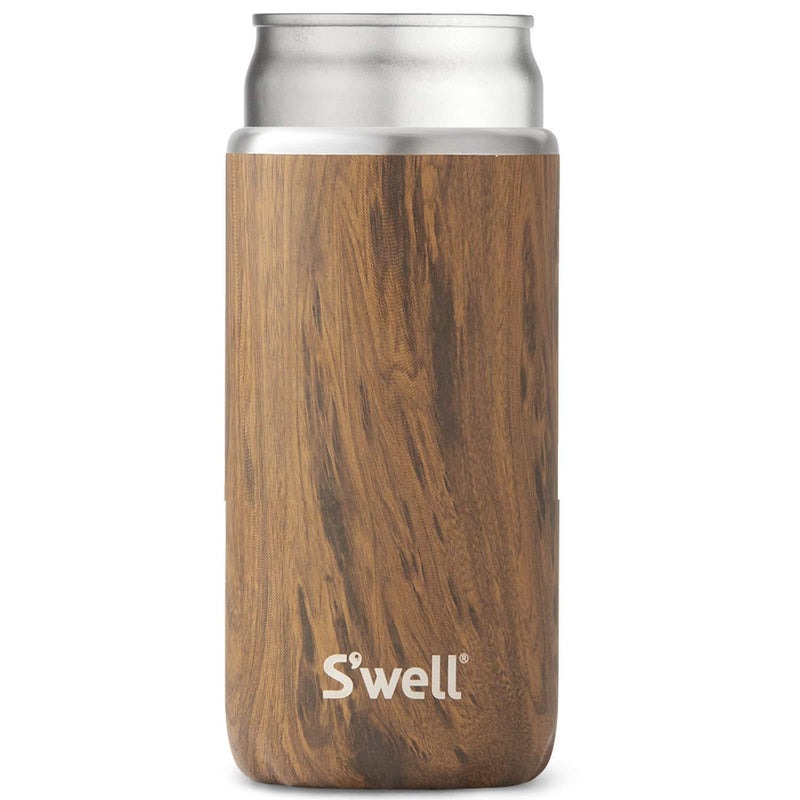 NewNest Australia - S'well Stainless Steel Chiller Triple-Layered Vacuum-Insulated Keeps Drinks Cool and Hot for Longer - Dishwasher-Safe BPA-Free for Travel, Fits 12oz Slim Cans and Slim Bottles, Teakwood 