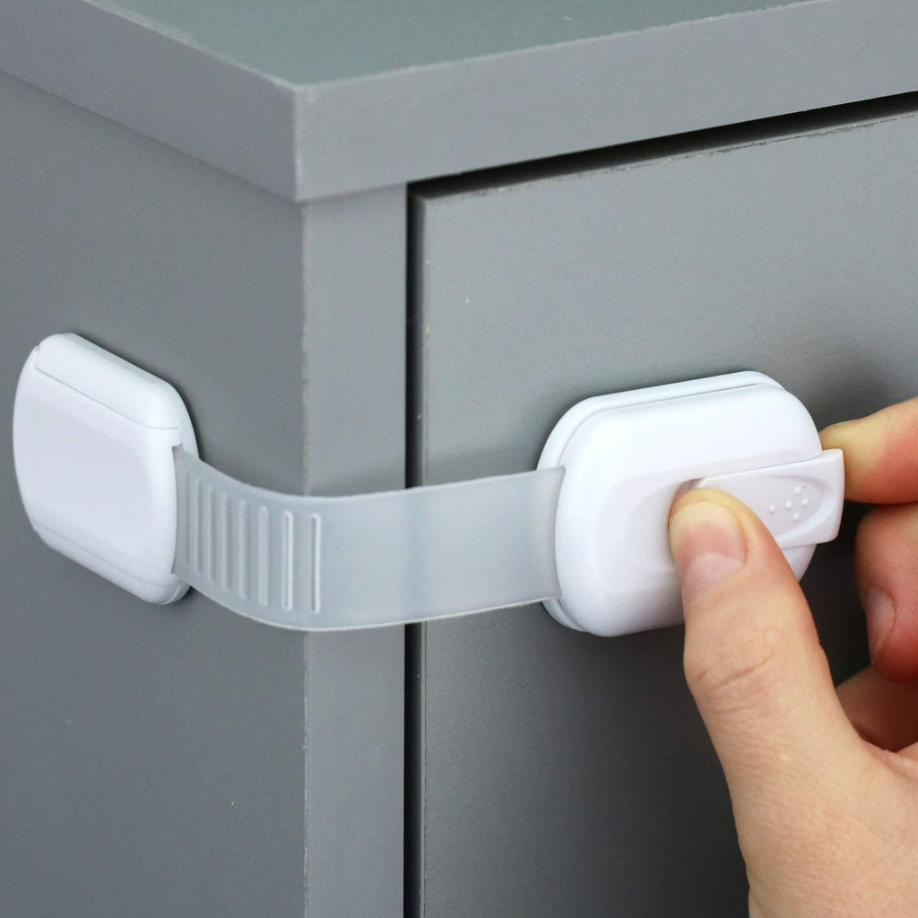 Child Safety Strap Locks (6 Pack) Baby Locks for Cabinets and Drawers, Toilet, Fridge & More. 3M Adhesive Pads. Easy Installation, No Drilling Required, White - NewNest Australia