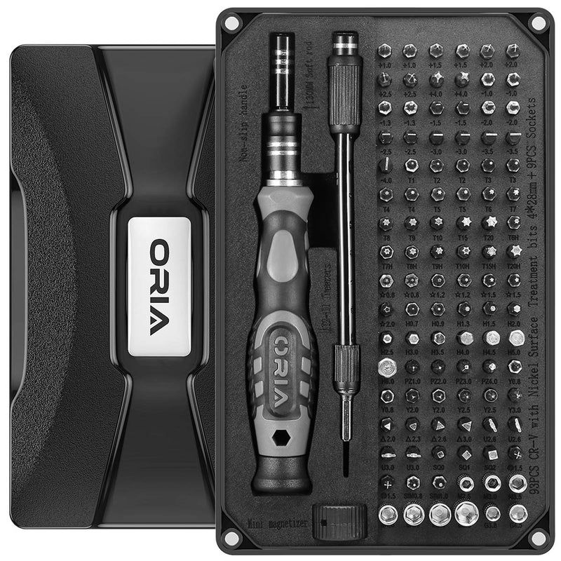 ORIA Precision Screwdriver Set (Newest) 106 in 1 with 102 Bits Magnetic Torx Screwdriver kit with Case Professional Repair Tool with Magnetizer for Electronics PC iPhone iPad Watch Jewelers Black - NewNest Australia