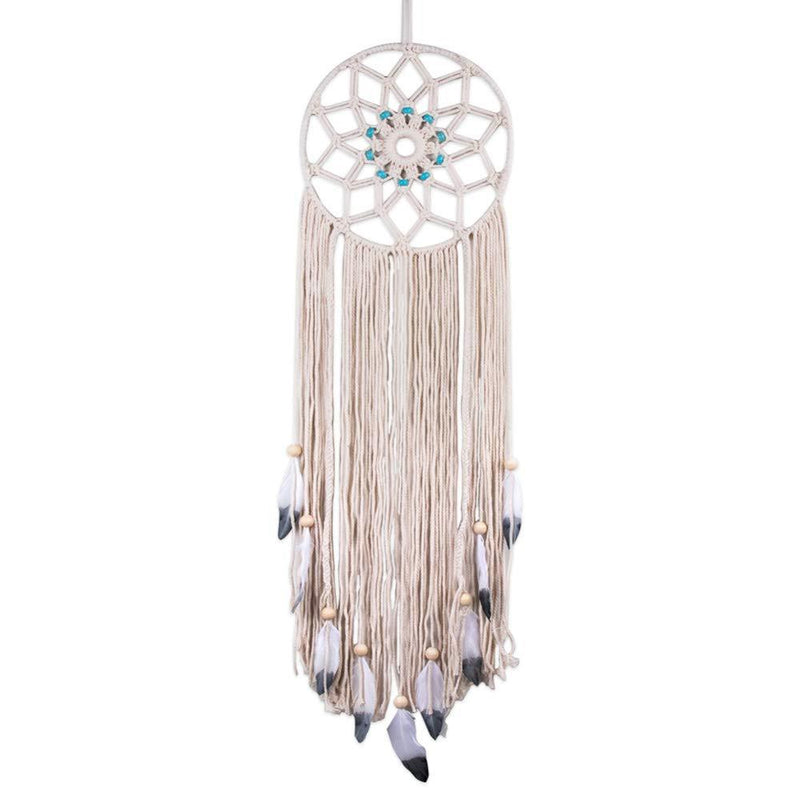 NewNest Australia - KERIQI Macrame Dream Catcher Wall Decor, Boho Large Dreamcatcher with Feather Leaf and Bead Wall Hanging for Kids Bedroom Bohemian Wedding Farmhouse Home Decor, 36 x 12 Inches 