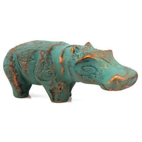 NewNest Australia - Discoveries Egyptian Imports Hippo Statue - Patina - Goddess Taweret - 5.5" - Made in Egypt 