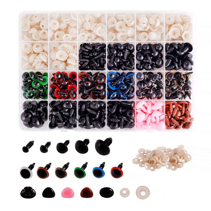 Meafeng 600 Pcs Colorful Plastic Safety Eyes and Noses with washers, for Amigurumi Crafts Doll Plush Animal Teddy Bear Making (Ø 6~14mm) - NewNest Australia
