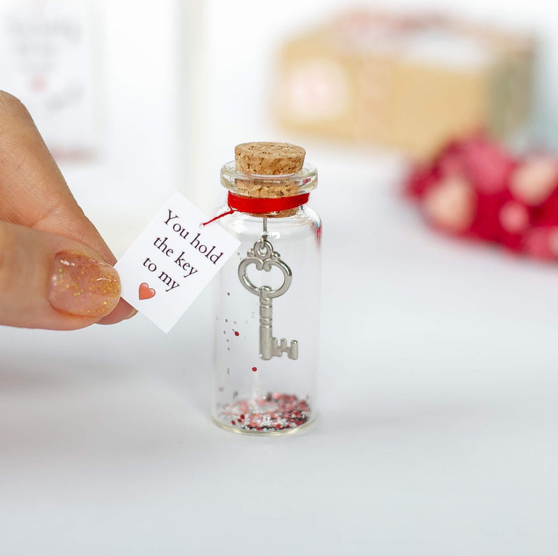 NewNest Australia - Romantic Gifts for Boyfriend or Girlfriend, You Hold The Key To My Heart Decor Wish Jar, Cute Anniversary Gifts for Husband and Wife (Key in a bottle) Key in a bottle 