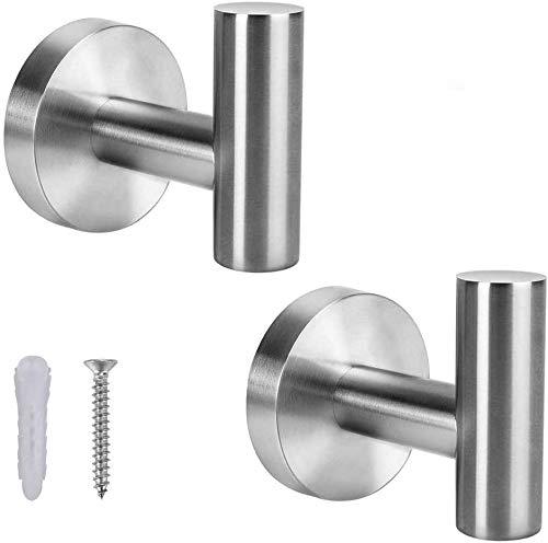 Bathroom Towel Hook, Coat Hook, SUS 304 Stainless Steel for Bath Kitchen Contemporary Hotel Style Wall Mounted Hooks 2 Pack (Brushed Nickel) Silver Hook 2pack - NewNest Australia