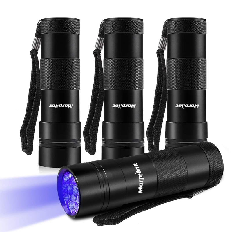 mopilot Black Light, UV Blacklight Flashlights 4 PCS 12 LEDs 395nm Mini UV Flashlight Detector for Pets Urine and Stains - NewNest Australia