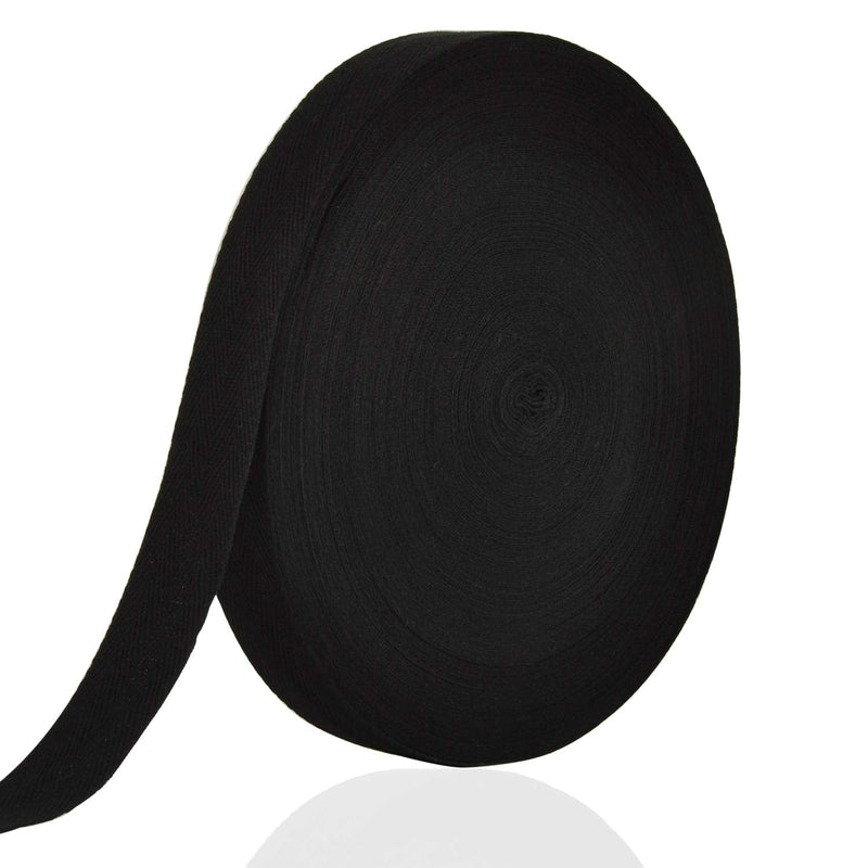 50 Yard Cotton Twill Tape Ribbon, Soft Natural Webbing Tape Herringbone Bias Tape for Sewing DIY Craft (Black, 1 Inch) Black - NewNest Australia