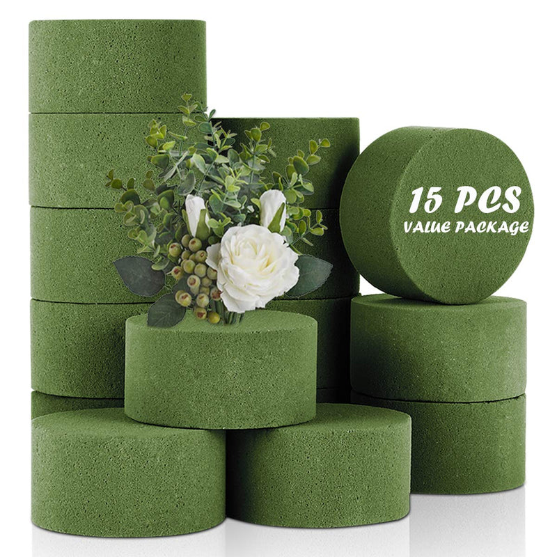 TAOPE 15 PCS Floral Foam, Green Styrofoam Block for Artificial Flowers, Round Wet & Dry Foam Bricks, Florist Foam for Flower Arrangements - NewNest Australia
