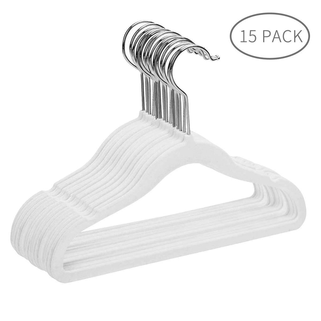 NewNest Australia - ManGotree Children’s Velvet Clothes Hangers, Baby Kid’s Hangers for Clothes Space Saving Non-Slip 15Pack (White) 