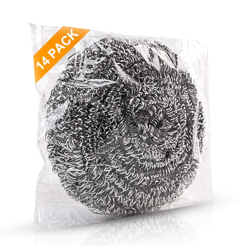 14Pack Upgraded Steel Wool Scrubbers by ovwo - Premium Stainless Steel Scrubber, Metal Scouring Pads, Steel Wool Pads, Kitchen Cleaner, Heavy Duty Cleaning Supplies - Especially for Tough Cleaning - NewNest Australia