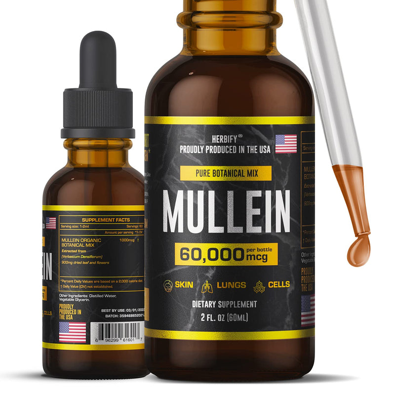 Mullein Extract 2 oz, Alcohol-Free Tincture, Organic Mullein Leaf and Flowers Blend (Verbascum Densiflorum) 2 Fl Oz (Pack of 1) - NewNest Australia