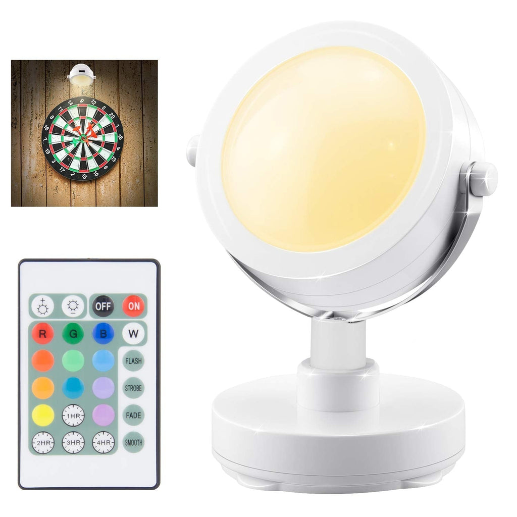 LUXSWAY Battery Operated Accent Lights| Wireless SpotLights Indoor with 360° Rotate Head| 12 Color Changing Remote Up/Down Light| Dim Picture Lights| Puck Light Stick on Light for Dart Board White-1pack - NewNest Australia