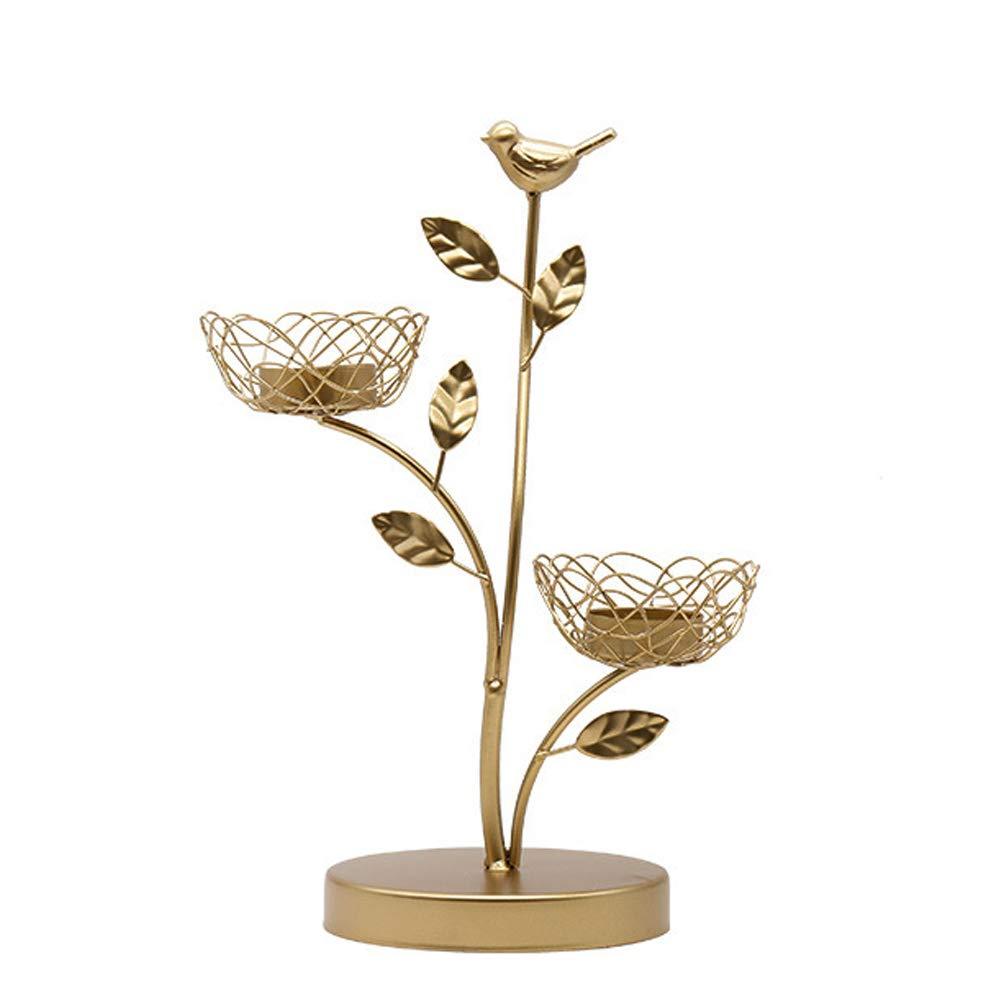 NewNest Australia - STAR-TOP Nordic Wrought Iron Bird and Leaves Candle Holders, Romantic Dinner Gold Home Decoration Candle Holder Candlestick Wedding Gifts (Bird Leaf Style C) Bird Leaf Style C 